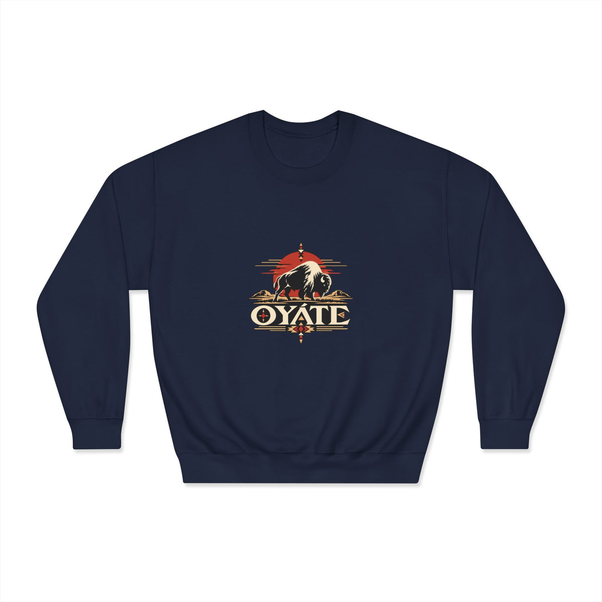 Navy OYÁTE Dark Buffalo v2 crewneck sweatshirt, front view