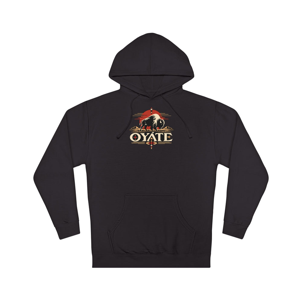 Black OYÁTE Dark Buffalo v2 pullover hoodie, front view