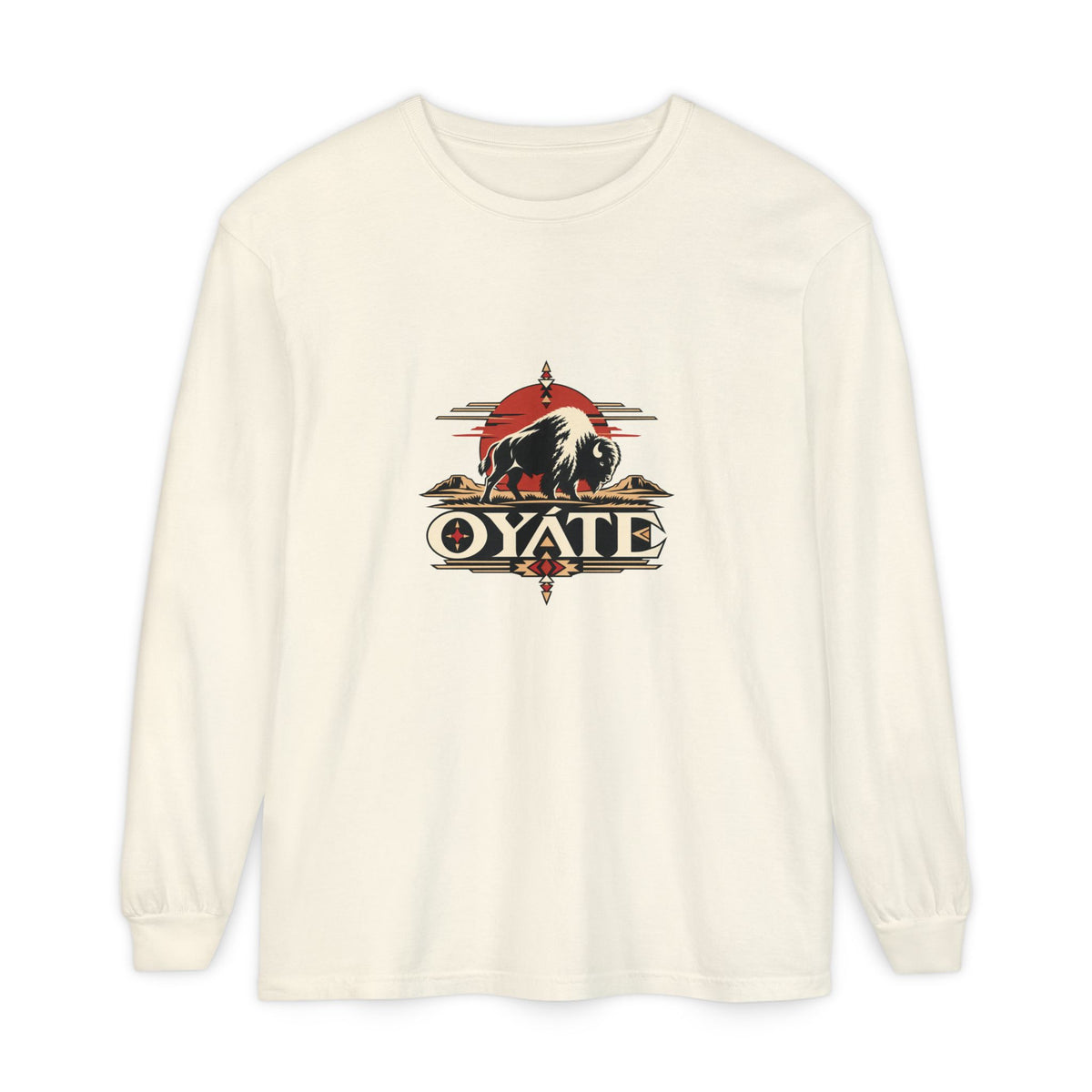 Ivory OYÁTE Dark Buffalo v2 long sleeve tee, front view