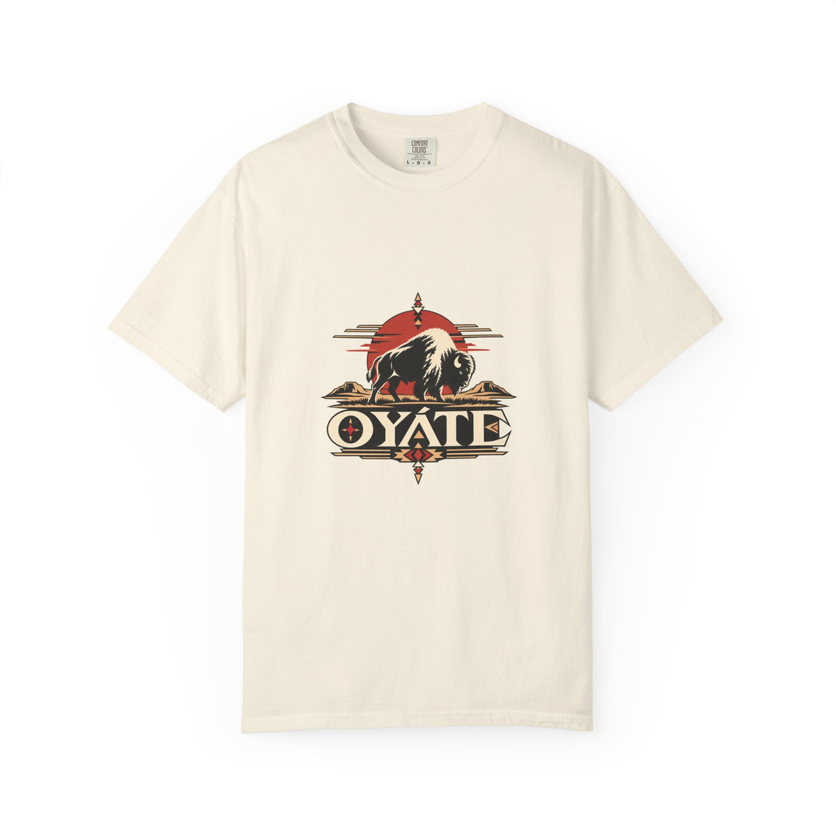 Ivory OYÁTE Dark Buffalo v2 premium tee, front view