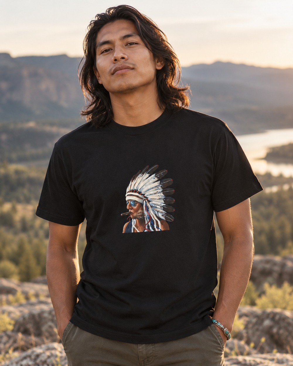 Smokin Indian - Gregory Azure — Premium Tee