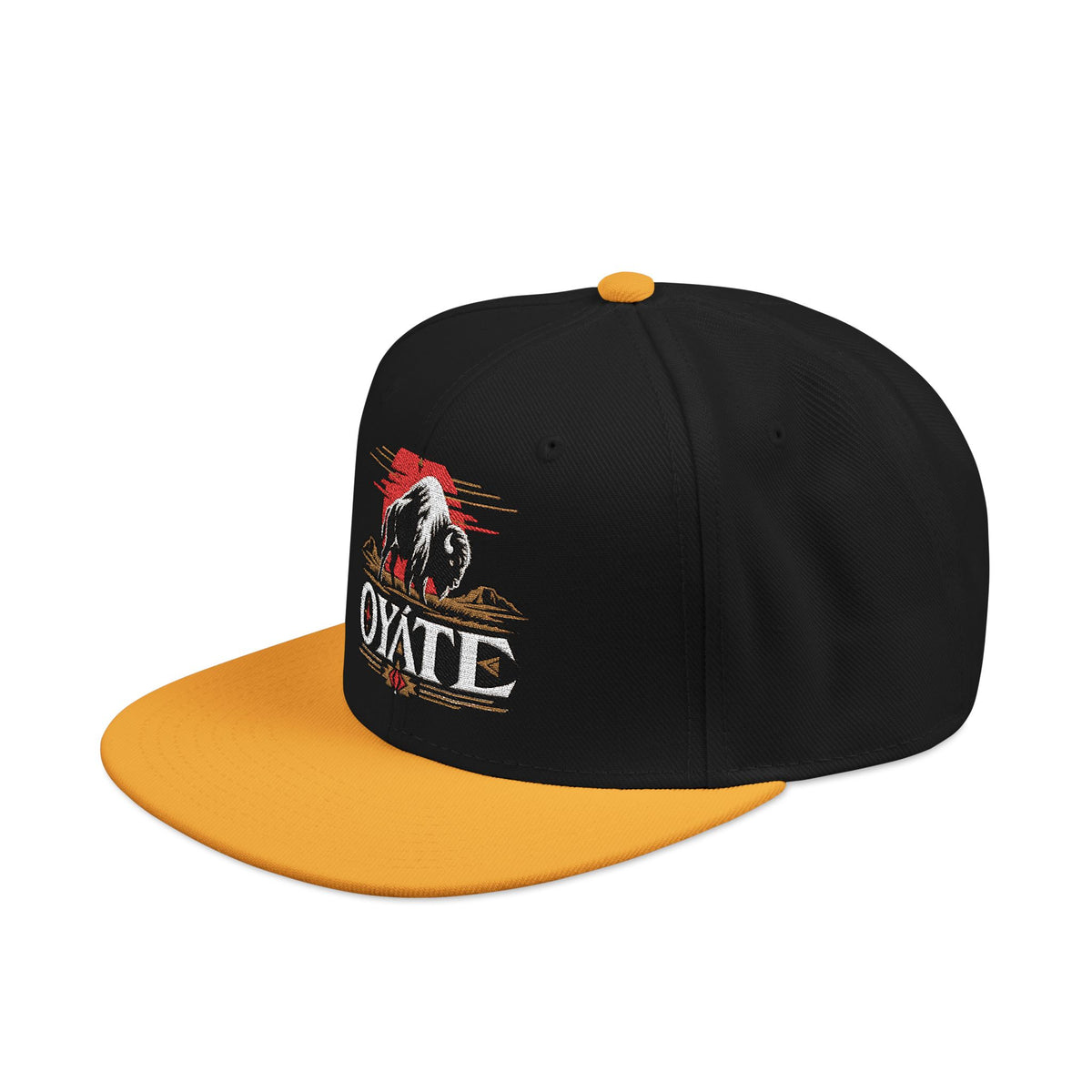 Black OYÁTE Dark Buffalo v2 embroidered snapback with a gold brim