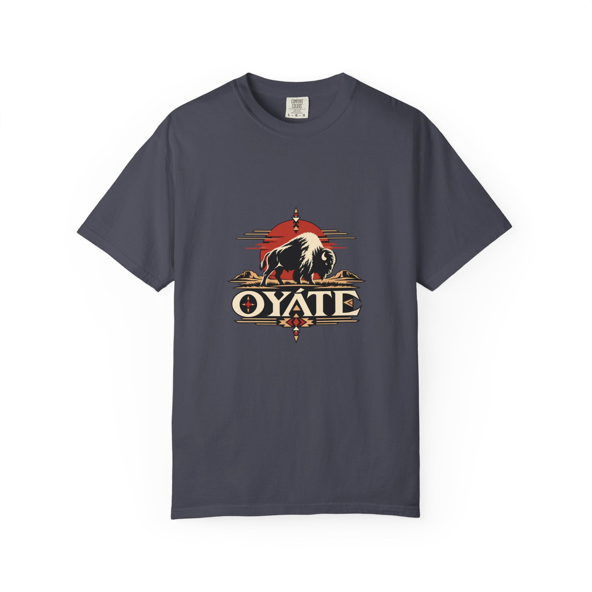 Gray OYÁTE Dark Buffalo v2 premium tee, front view