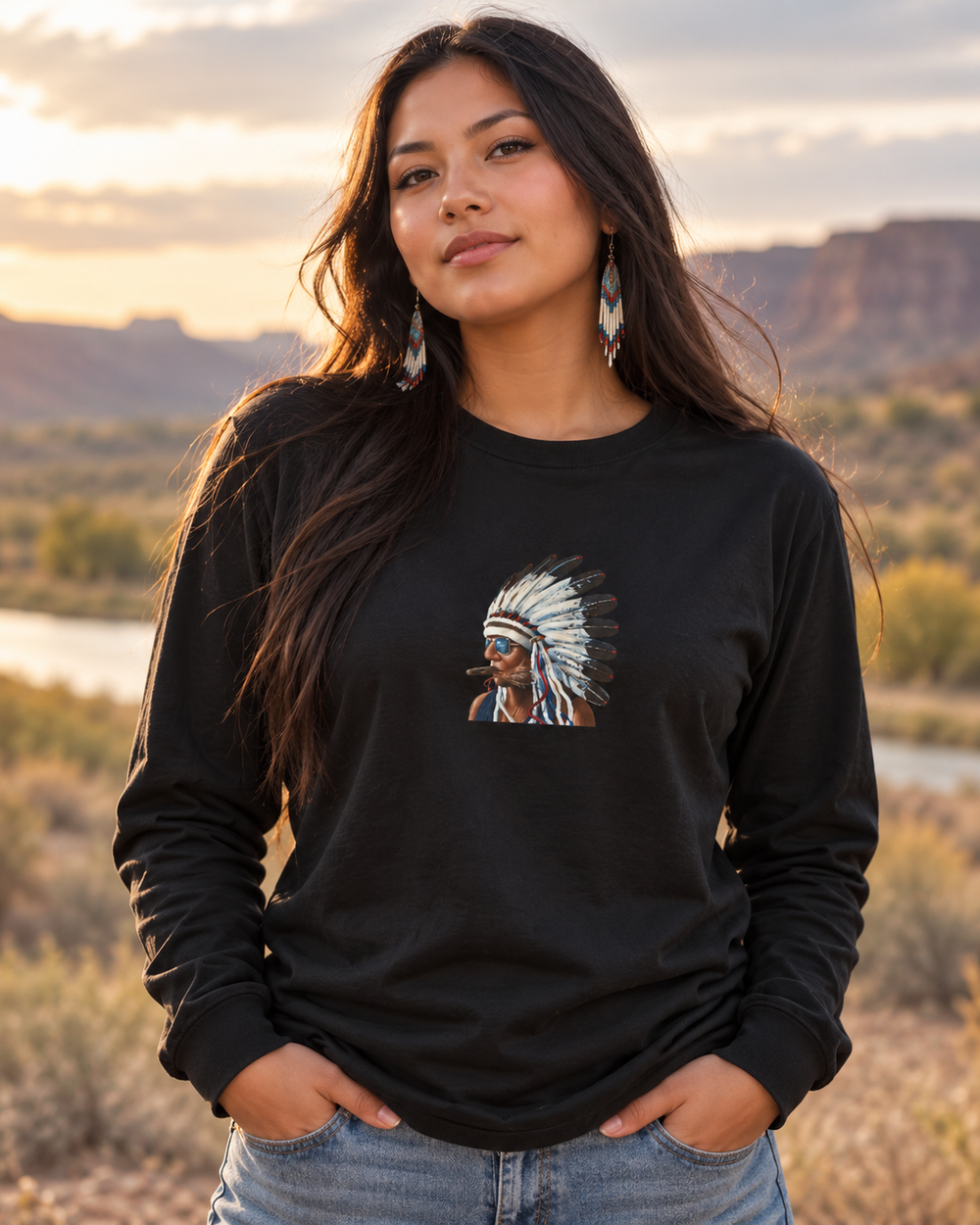 Smokin Indian - Gregory Azure — Long Sleeve Tee