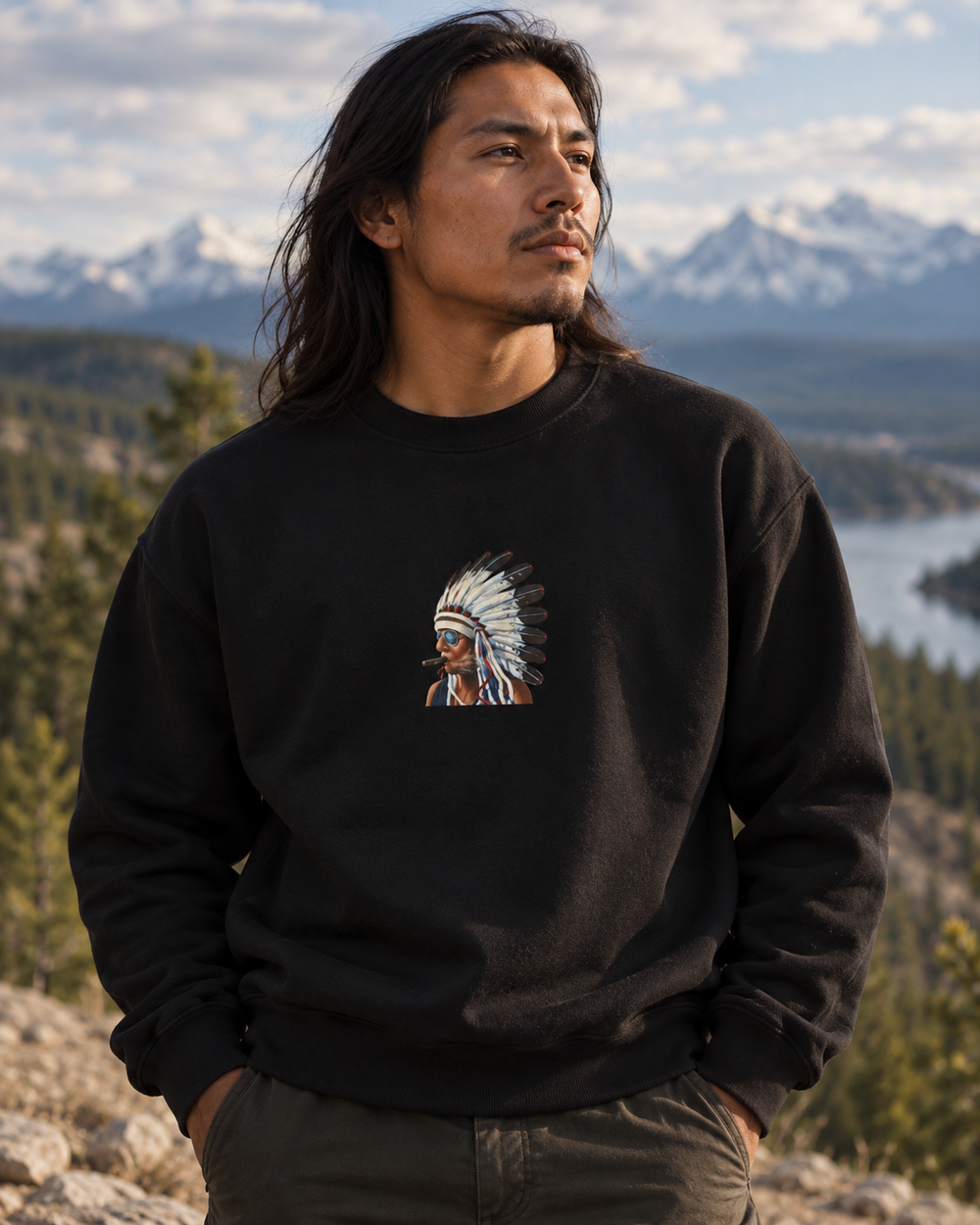 Smokin Indian - Gregory Azure — Crewneck Sweatshirt