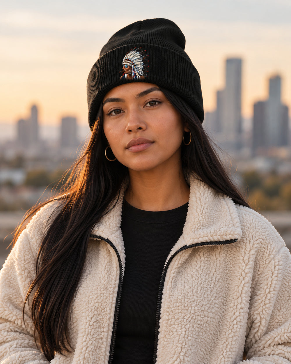 Smokin Indian - Gregory Azure — Embroidered Beanie